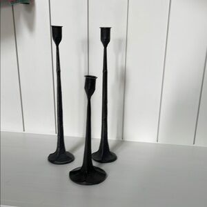 Magnolia (Silos) Black Candle Holders Set Modern Accents